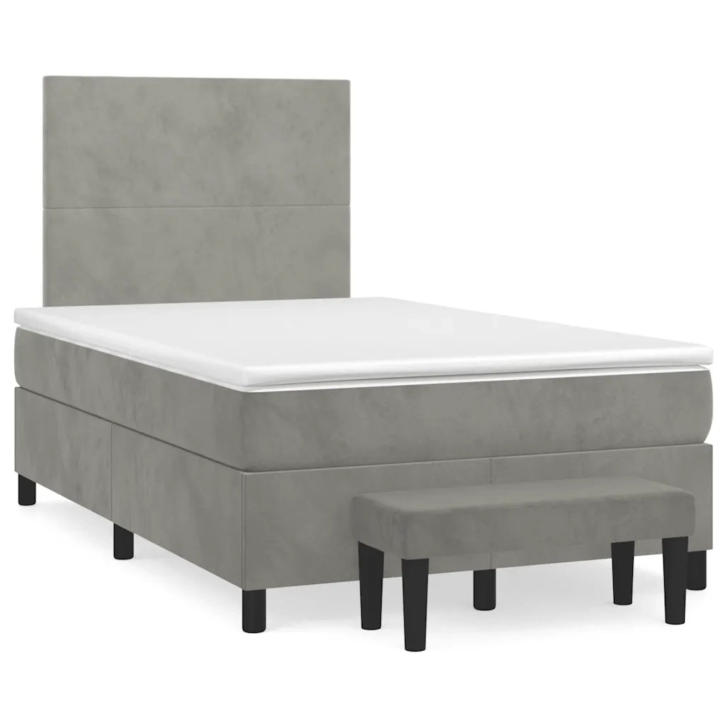 Giroletto a Molle con Materasso Grigio Chiaro 120x190cm Velluto