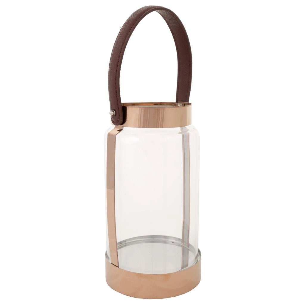 Lanterna in acciaio inox e vetro ramato 12,5x12,5x23h