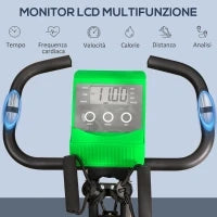 Cyclette Pieghevole 2 in 1, Resistenza Magnetica Regolabile 8 Livelli, Cyclette da Casa Silenziosa con Sensore di Frequenza Cardiaca, Elastici per Braccia, Schermo LCD, Volano 2.5kg, Verde