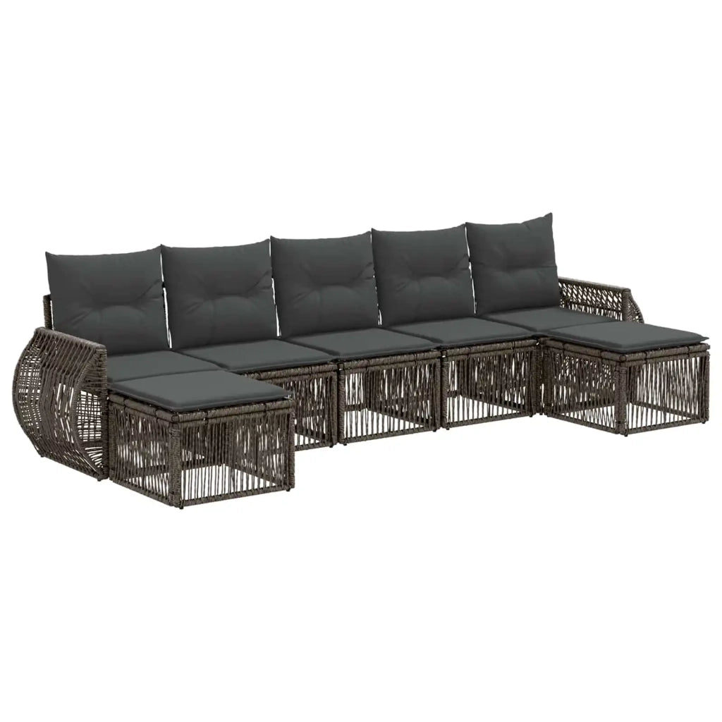 Set Divano da Giardino 7 pcs Grigio e Grigio Scuro polyrattan 3435503
