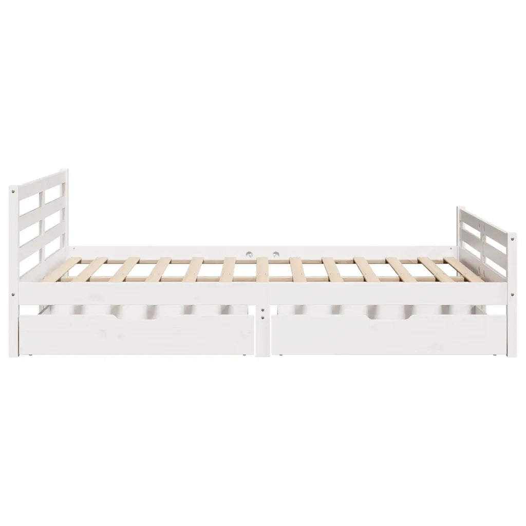 Letto senza Materasso Bianco 135x190 cm Legno Massello di Pino 3301601