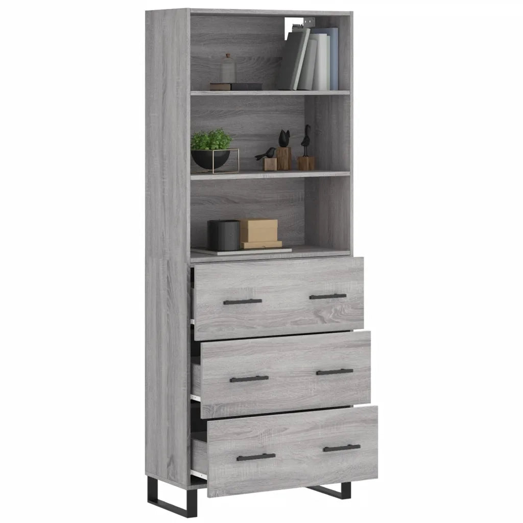 Credenza | Madia | Buffet da pranzo | Armadio da pranzo Grigio Sonoma 69,5x34x180 cm in Legno Multistrato
