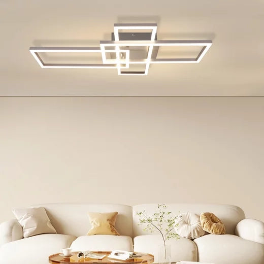 ZMH Lampada da soffitto LED geometrica dimmerabile argento 36W 64CM per casa moderna