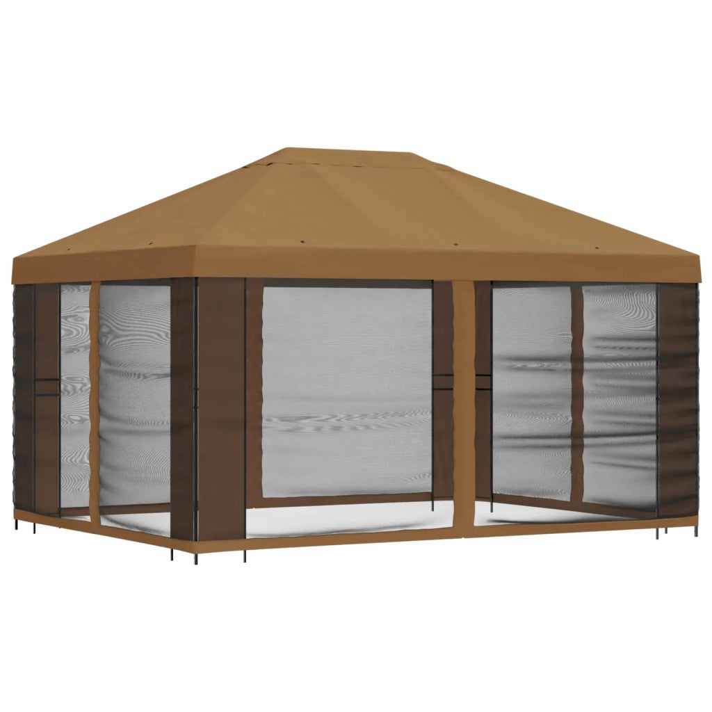 Gazebo da giardino con pareti laterali 4 × 3 m Beige 900385