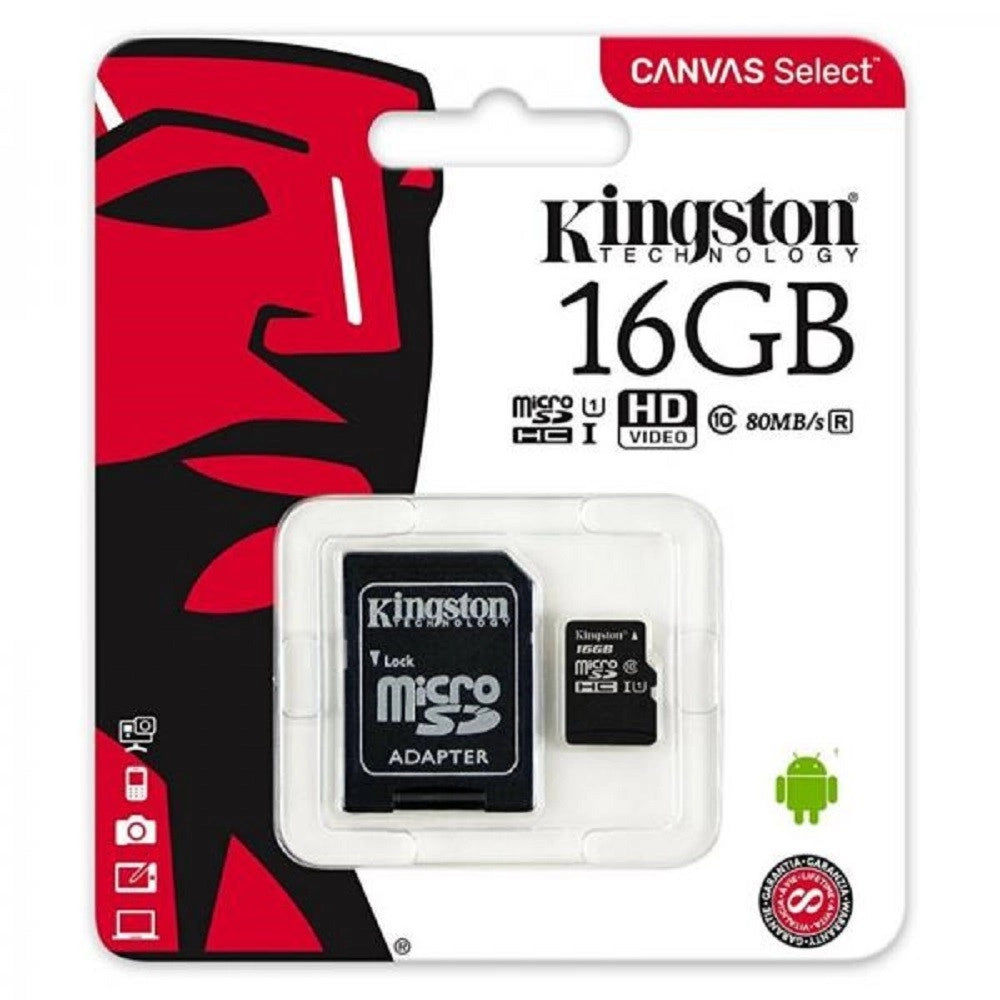 Trade Shop - Kingston Micro Sd 16 Gb Classe 10 Microsd 80 Mb/s Canvas Scheda Memoria Sd 16gb -