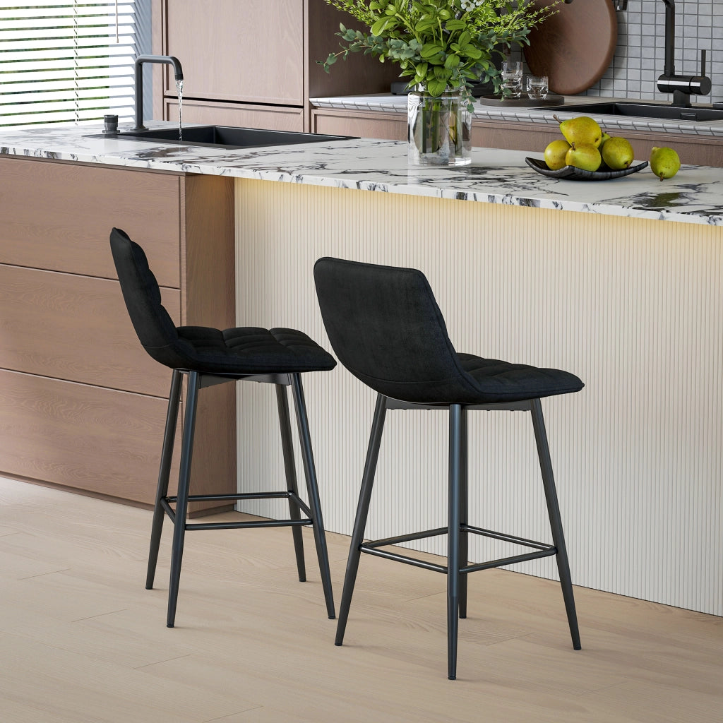 Sgabelli da Cucina in Tessuto e Metallo ¨C zephmum ¨C Nero, 45x47x84 cm