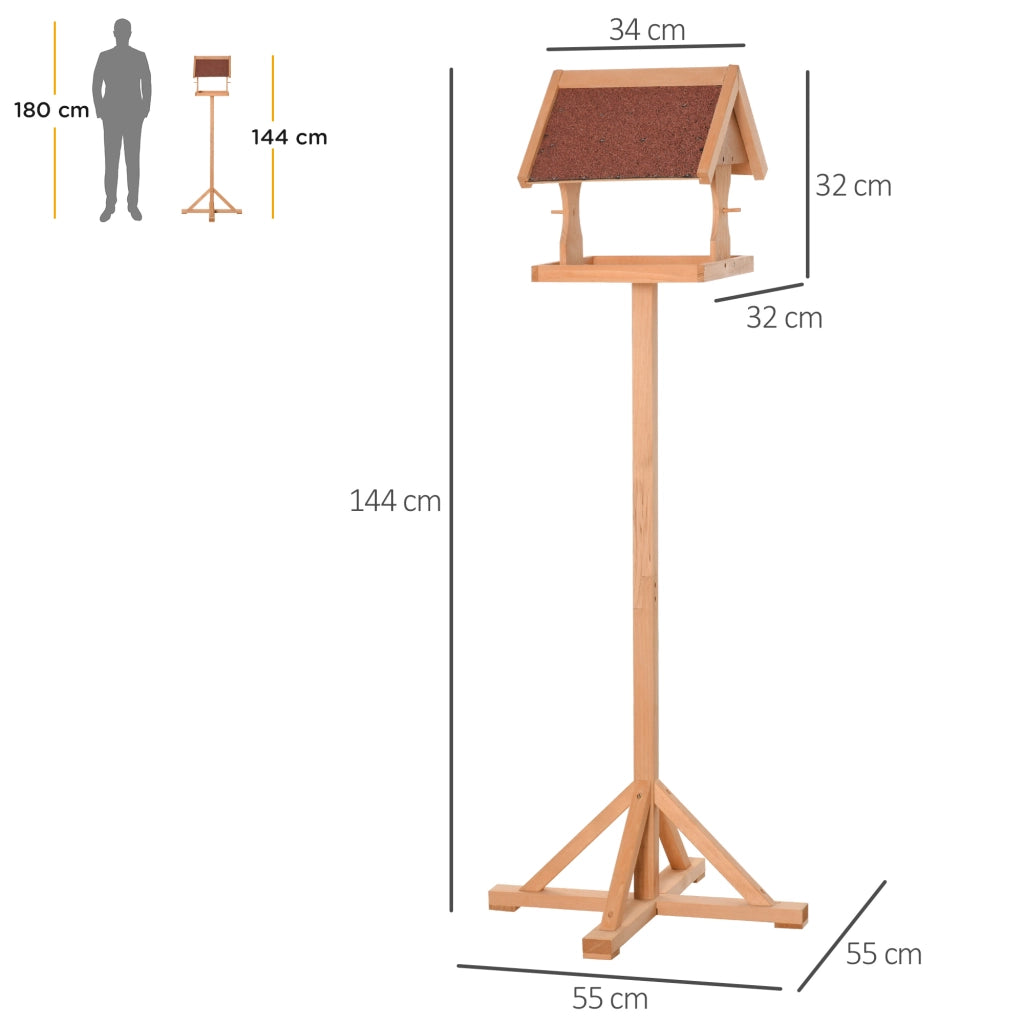 Mangiatoia per Uccelli da Giardino ¨C Xylo ¨C Legno Massello Naturale 55x55x144cm
