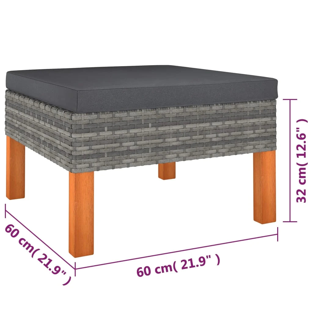 Set di mobili da giardino mobili da esterno 9 pezzi con cuscini resina intrecciata grigia 02_0018093