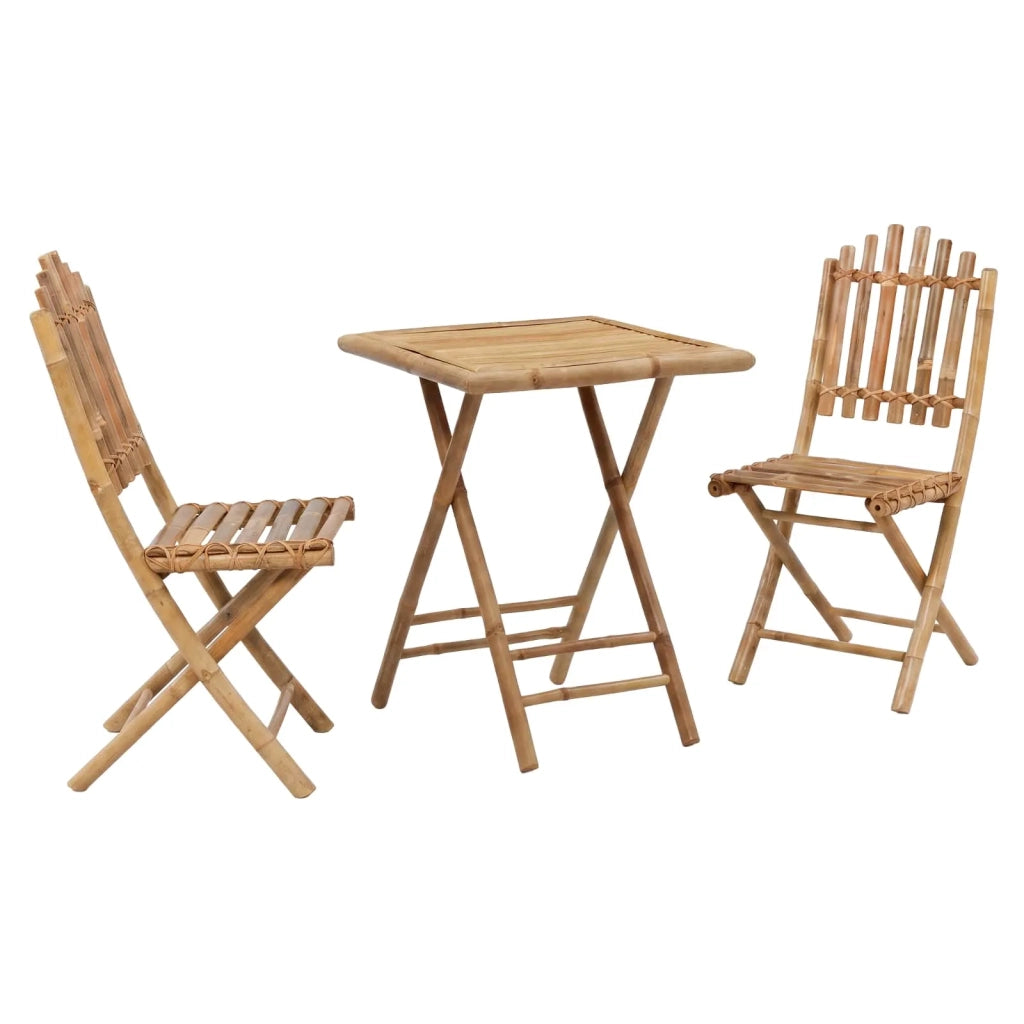 Set da pranzo da giardino pieghevole 3 pz Naturale Bambù 3468662