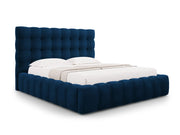 Cosmopolitan Design - Letto a cassettone con testiera "Bali" 160x200cm in velluto blu reale 