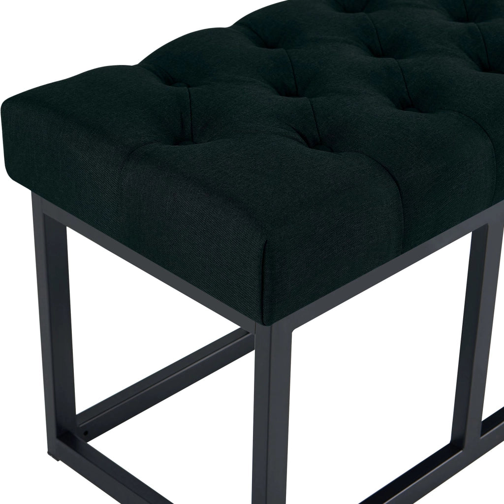Panca design AMUN in metallo nero opaco e tessuto nero,120 cm