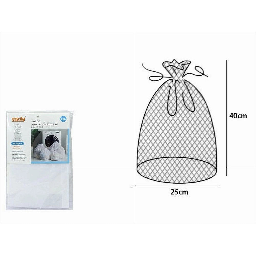 Trade Shop - Sacchetto Rete Fine Forma A Sacco Salvabiancheria Proteggi Bucato 25x40 Cm 59990 -