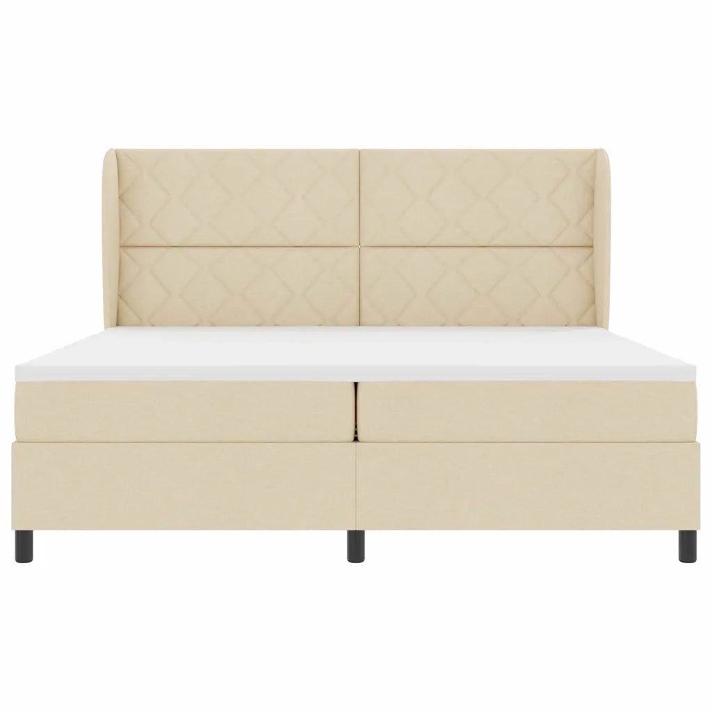 Letto a molle con materasso Crema 200 x 200 cm Tessuto 3340653