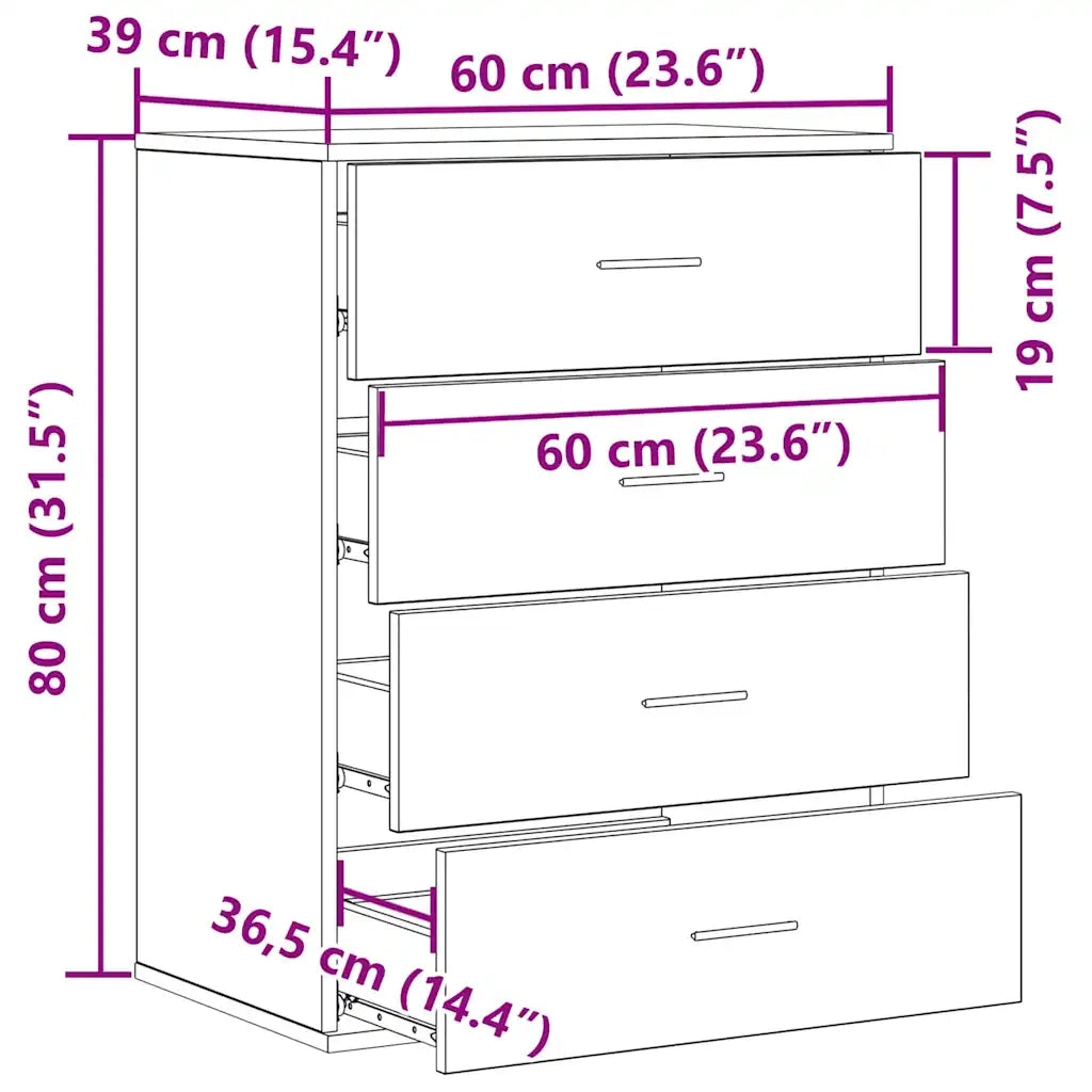 vidaXL Credenza Legno vecchio 60 x 39 x 80 cm Legno multistrato