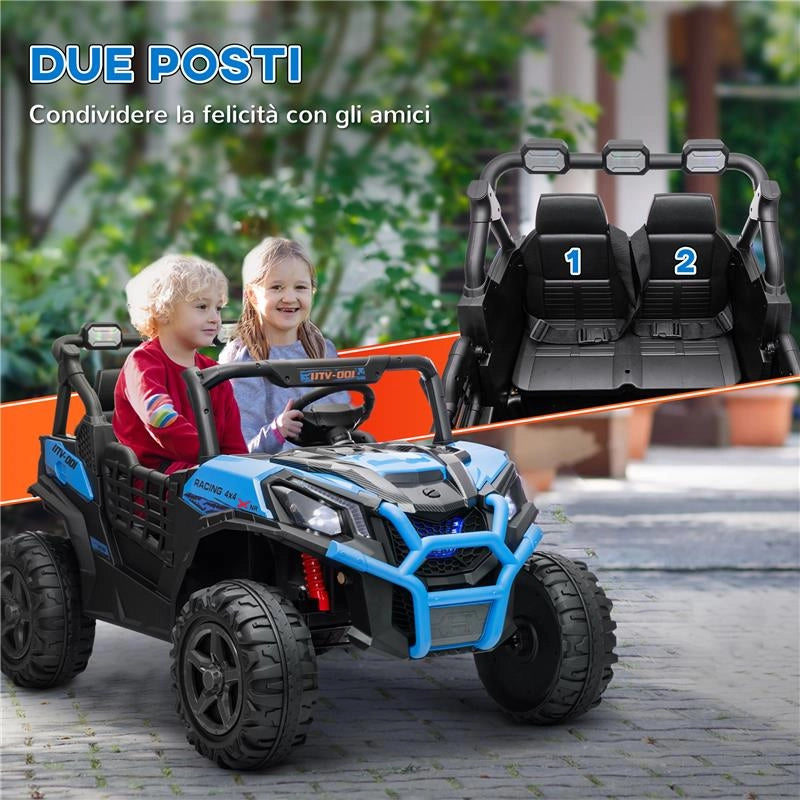 MACCHINA ELETTRICA PER BAMBINI 24V A 2 POSTI CON TELECOMANDO E 3 VELOCITÀ ETÀ 3-8 ANNI BLU
