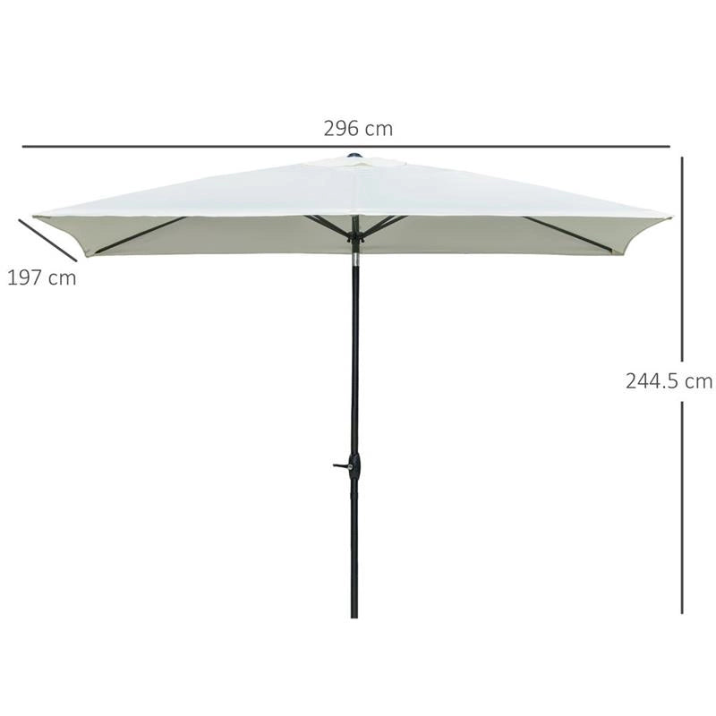 OMBRELLONE DA GIARDINO RETTANGOLARE INCLINAZIONE REGOLABILE  200 X 300 CM BEIGE