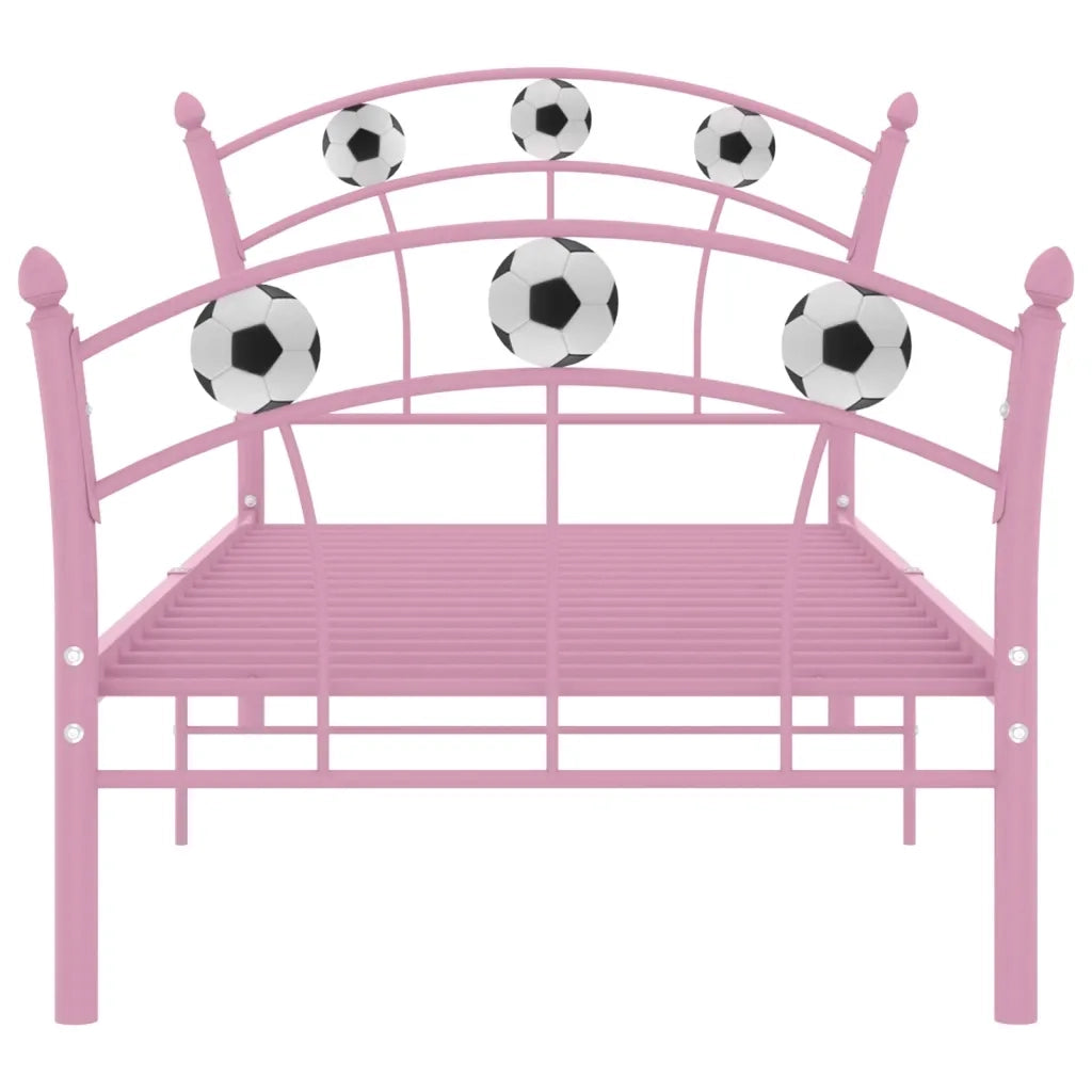 Giroletto con Motivo Calcio-Struttura Letto in Metallo Rosa 90x200 cm