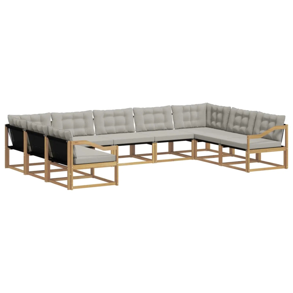 Set di divani da esterno 9 pz Bianco e Grigio Chiaro 3389077