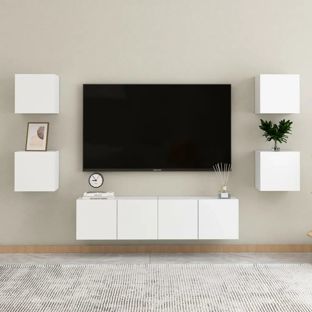 Comodini 2 pz-Set di 2 Tavolino da notte Bianchi 30,5x30x30 cm in Legno Multistrato