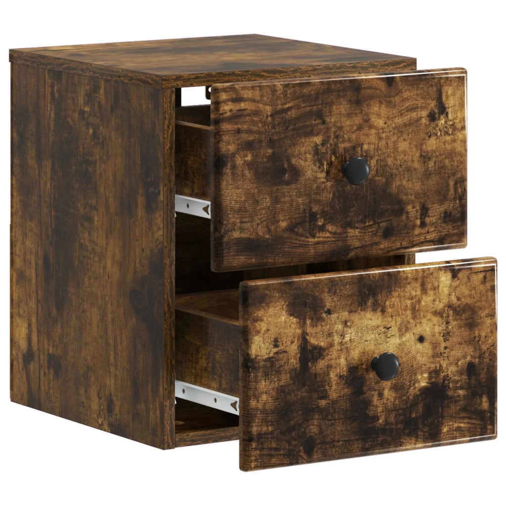 Mobiletto da notte a muro Rovere Fumo 34,5 x 33 x 40 cm 899155