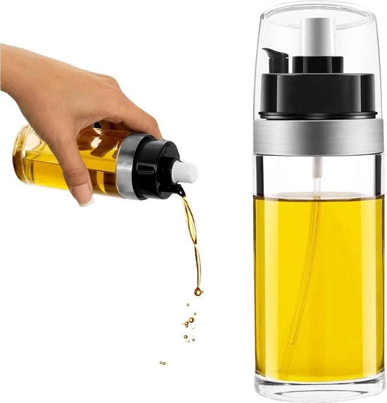 Spruzzatore di olio da cucina 150 ml 2-in-1 pennello per spruzzare olio - spray di olio per cucinare, grigliare, friggere - accessori per la cucina.