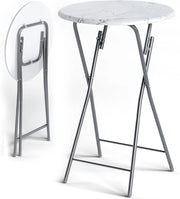® Set 2 Tavoli da Bar Pieghevoli 110cm Ø 60cm Tavolino Appoggio Tavolo da Cocktail Alto Rotondo Giardino Bianco