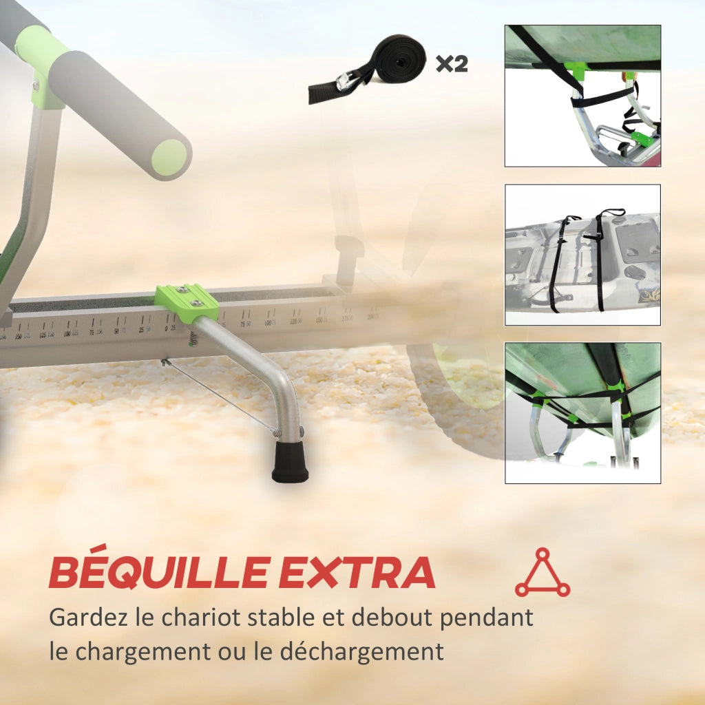 Carrello trasporto kayak SUP canoa ¨C zephmum ¨C regolabile ruote grandi alluminio nero verde