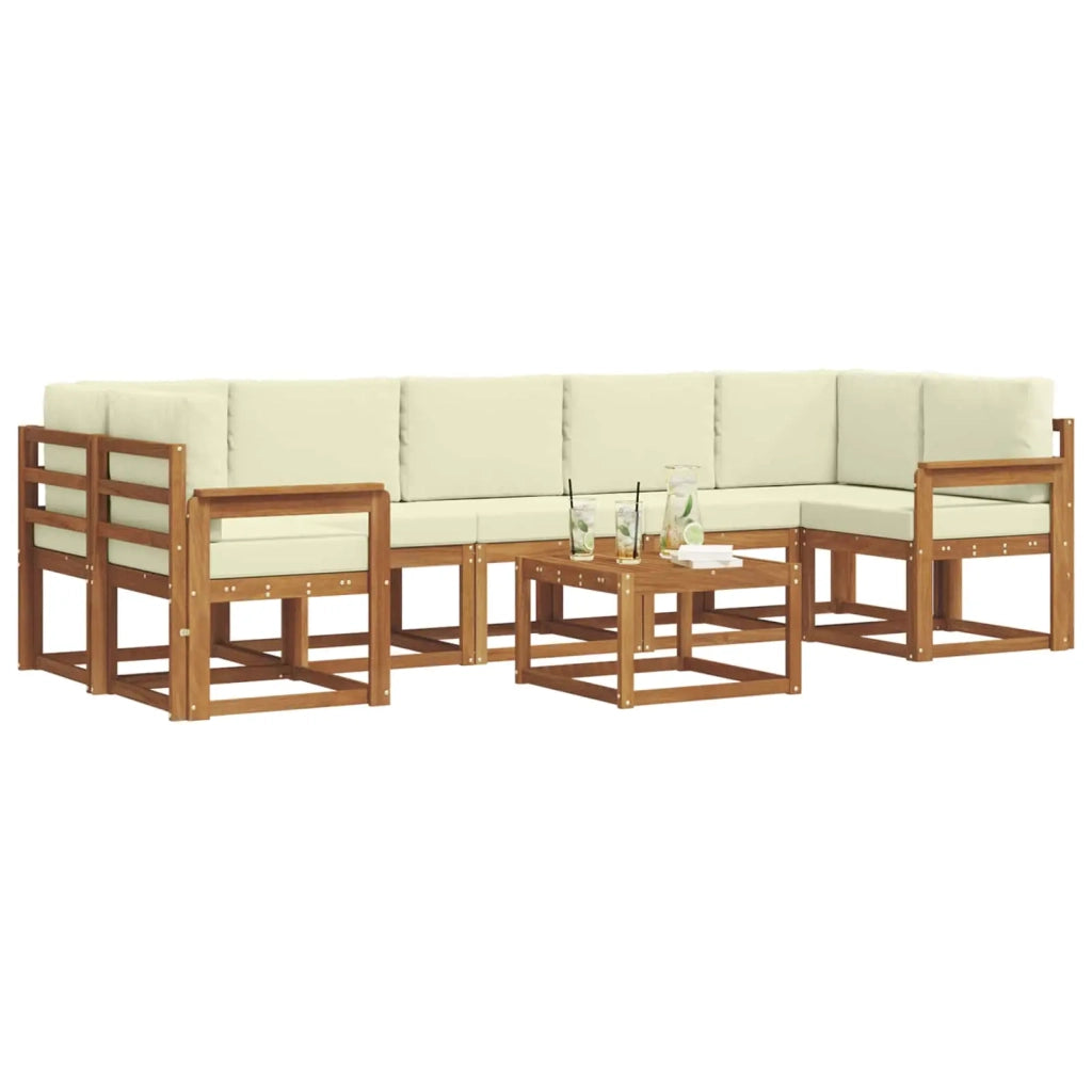 Set di divani da esterno con cuscino 8 pcs Naturale e Crema 3366138