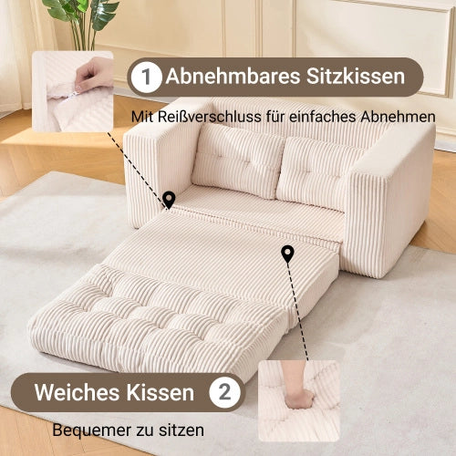 Divano Letto 2 Posti ¨C MINIMAL ¨C Tessuto a Coste, Memory Foam, Compatto