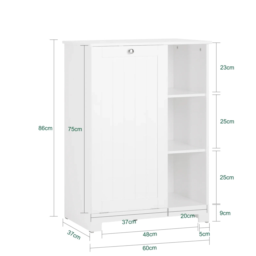 Mobile Porta Biancheria Per Bagno Con Cesto Armadietto Da Bagno Con Portabiancheria Bianco 60x37x86cm BZR105-W SoBuy