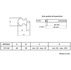 Maniglia su rosetta tonda SAGUATTI  271/60BQ in alluminio oro lucido