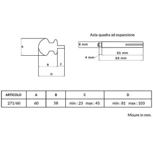 Maniglia su rosetta tonda SAGUATTI  271/60CQ in alluminio bronzo lucido