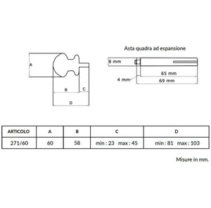 Maniglia su rosetta tonda SAGUATTI  271/60FQ in alluminio oro satinato