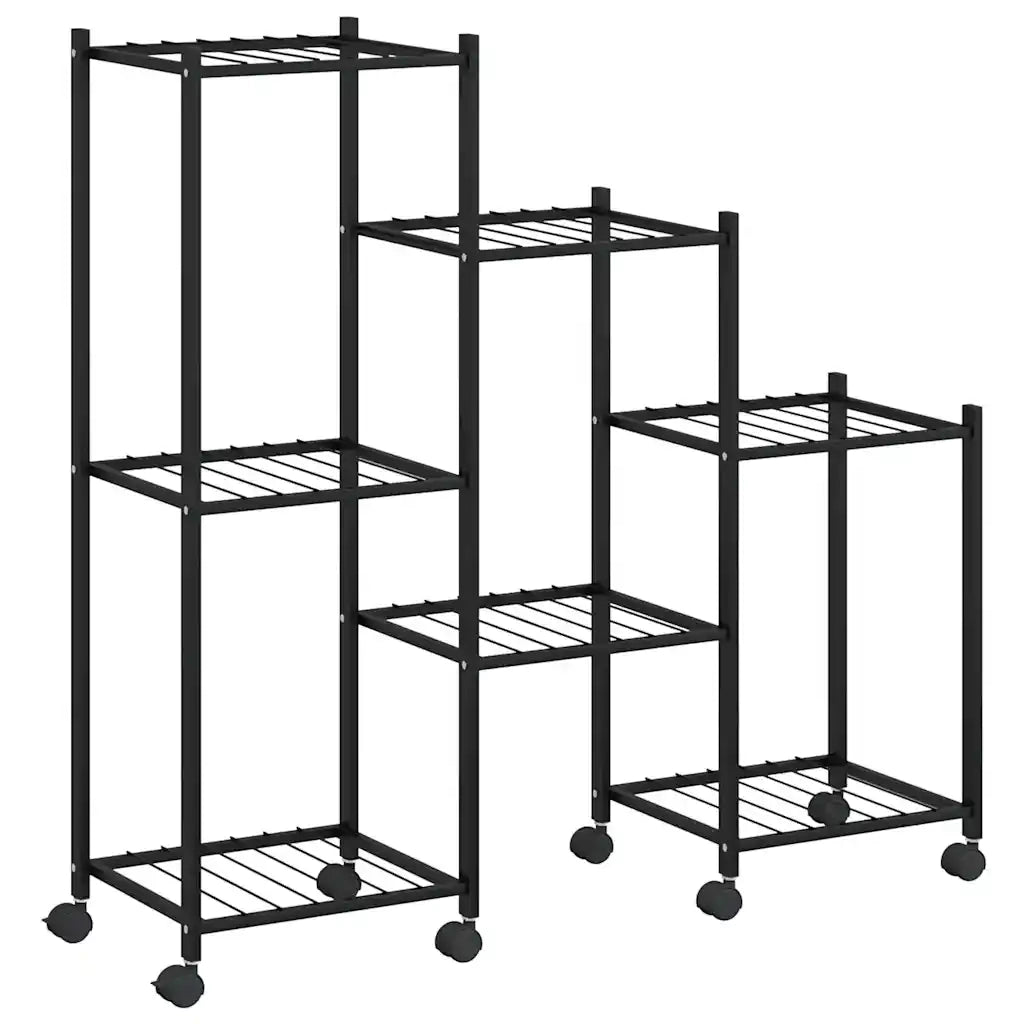 Portafiori | Sostegno per piante con Ruote 83x25x83,5 cm Ferro Nero