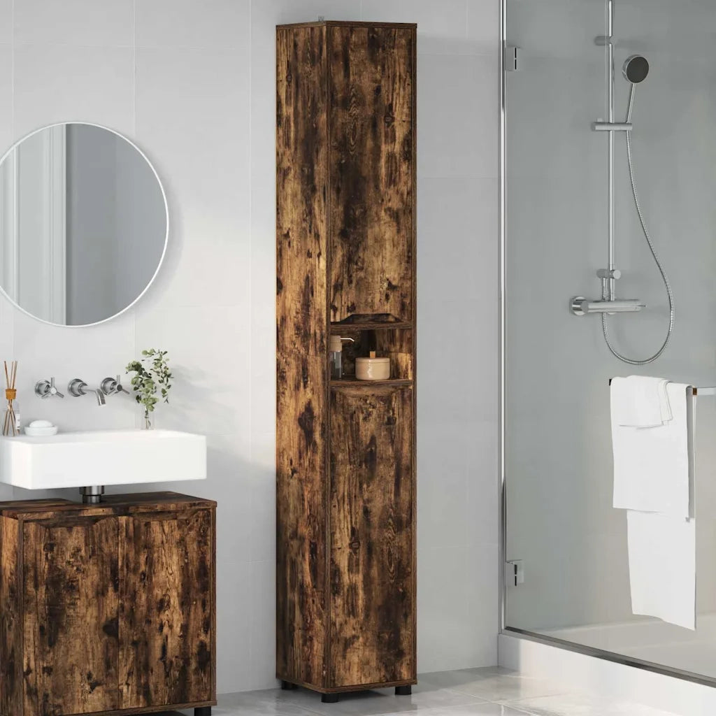 Mobile da Bagno con lo scaffale Rovere fumé 30,5 x 30 x 195 cm