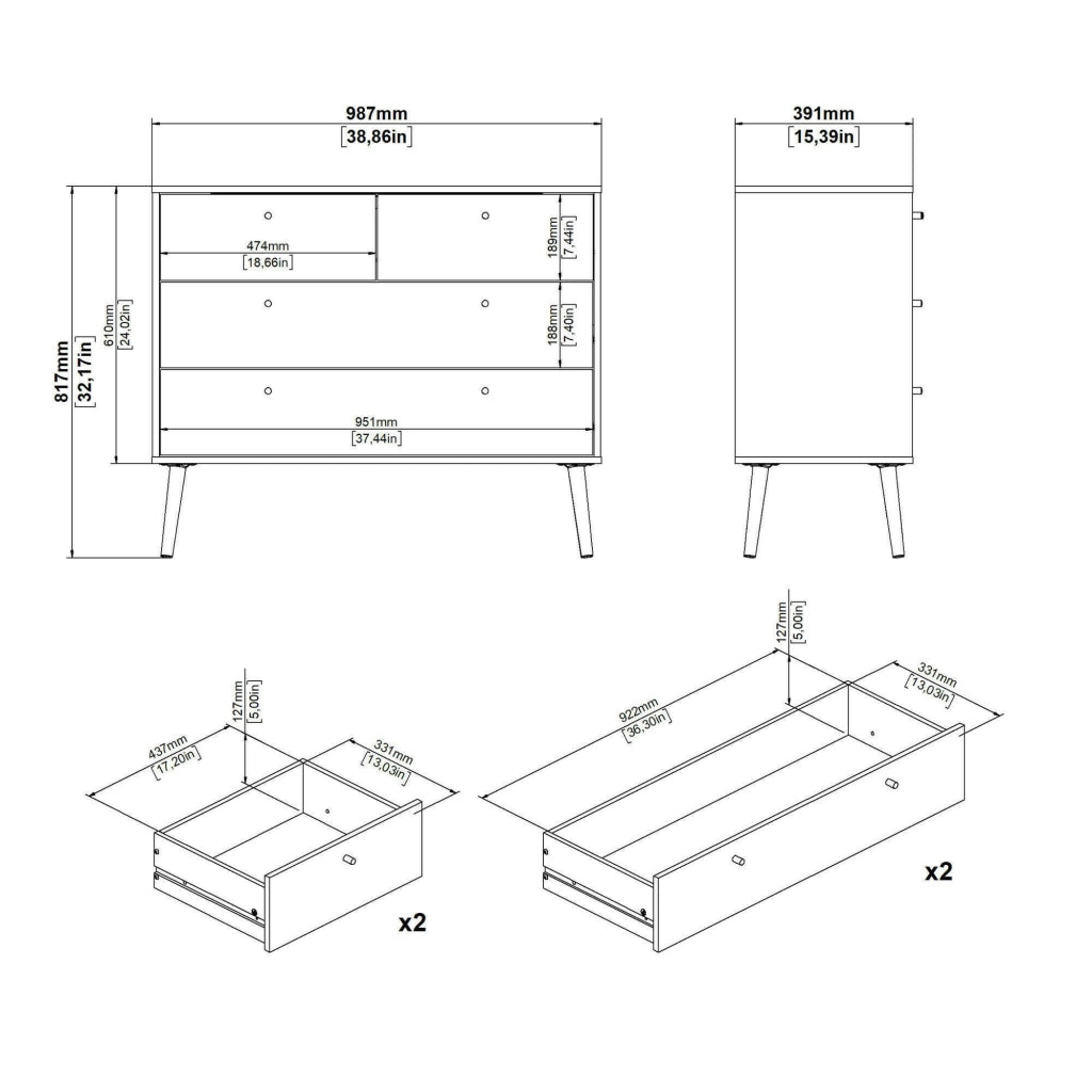 Cassettiera Pelagie, Settimino multiuso, Comò camera da letto, Mobile con cassetti, 99x39 h82 cm, Grigio