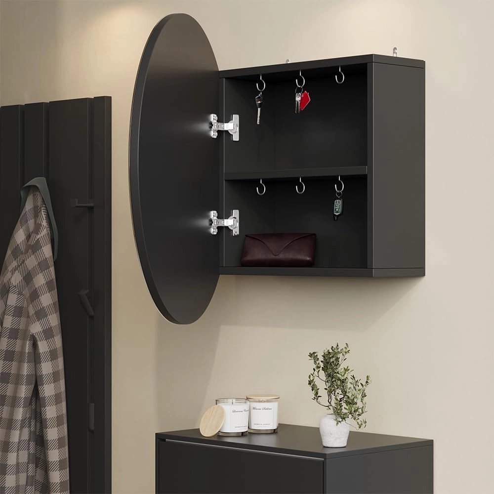 Specchio contenitore bagno Loki, Antracite, 60 x 60 cm con 2 scomparti