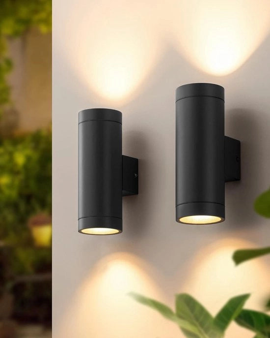 Lampada da Parete per Interno e Esterno con Lampadario in Metallo, Impermeabile IP44, Illuminazione da Parete per Esterni per Patio, Garage, Terrazza, Giardino, Lampada non Inclusa, Set da 2, Nero