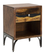 Comodino elegante Mustang in legno di acacia nilotica cm 44x40x60