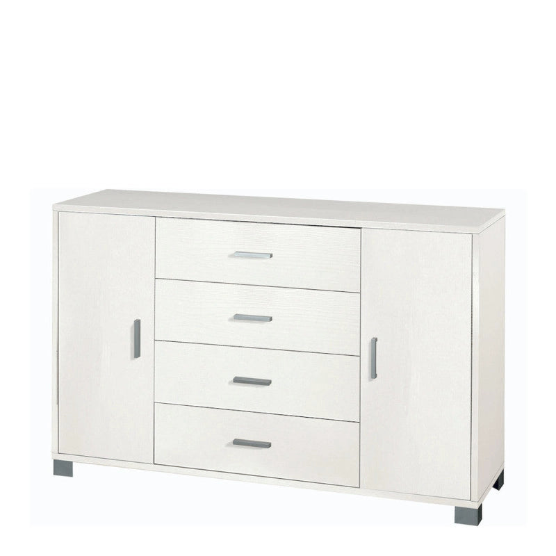 Mobile 2 Ante 4 Cassetti Kit Bianco Fiammato cm 136x41x86h - Sarmog