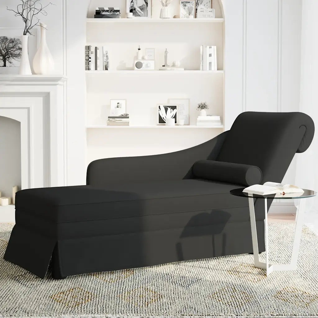 Sdraio con Capezzale e Bracciolo Destro in Velluto Nero CFW8378591