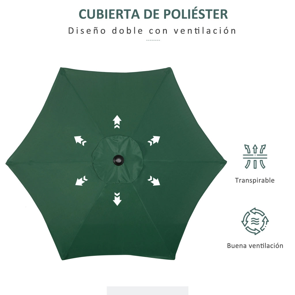Ombrellone da Giardino con Palo in Alluminio e Tetto Ventilato ¨C Zephmum ¨C Verde