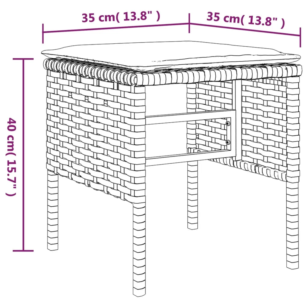 Poggiapiedi da Giardino con Cuscini 4 pz Nero in Polyrattan CFW3677143
