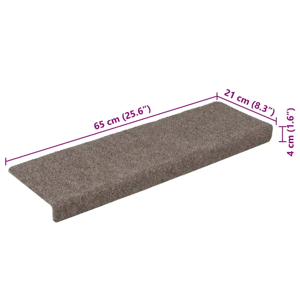 Tappetini per scale autoadesivi 15 pz 65x21x4 cm beige bordo rettangolare 326190