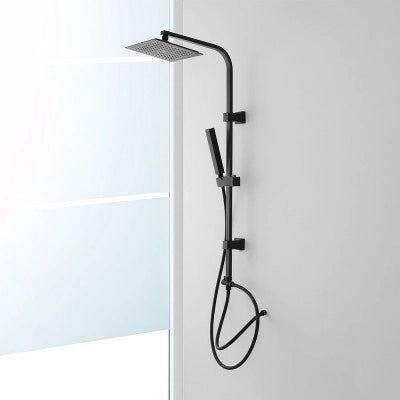 Colonna doccia nero opaco H 105 regolabile completa di soffione quadrato e doccetta