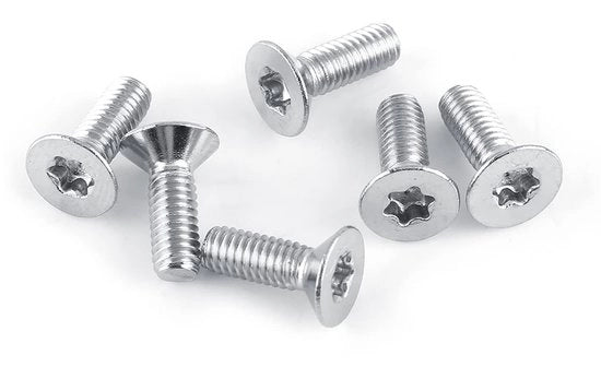 Viti M4 a testa piatta, 50 pezzi, acciaio inossidabile, con guida a stella, zecca, 7 lunghezze 8-30mm, viti per macchina
