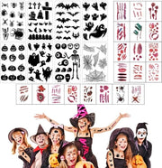 Tatuaggi temporanei per bambini, 28 pezzi, Halloween, carnevale, acqua resistente, tatuaggi per bambini, festa di Halloween, decorazioni, carnevale, regalo, festa di carnevale