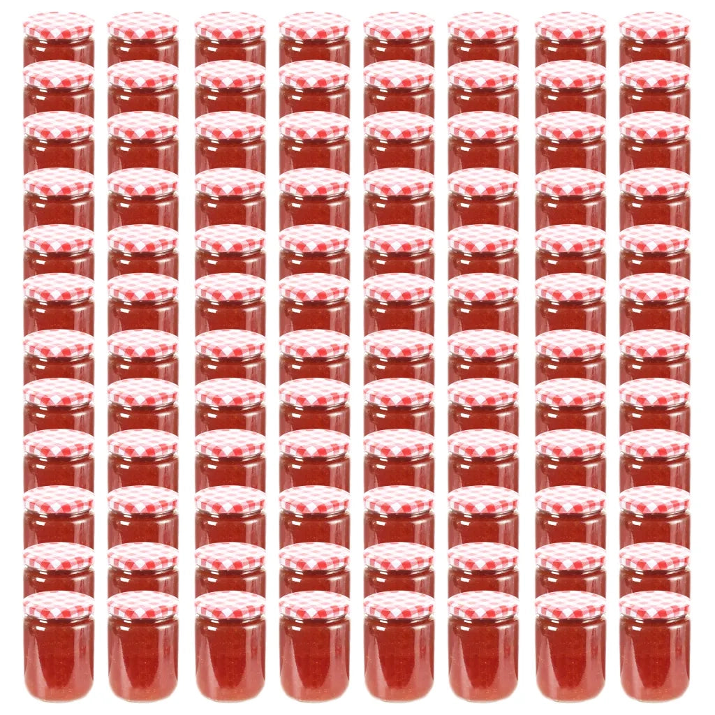Vasi Marmellata in Vetro Coperchio Bianco e Rosso 96 pz 230 ml 50799