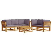 Set Salotto da Giardino 6 pz con Cuscini in Massello di Acacia