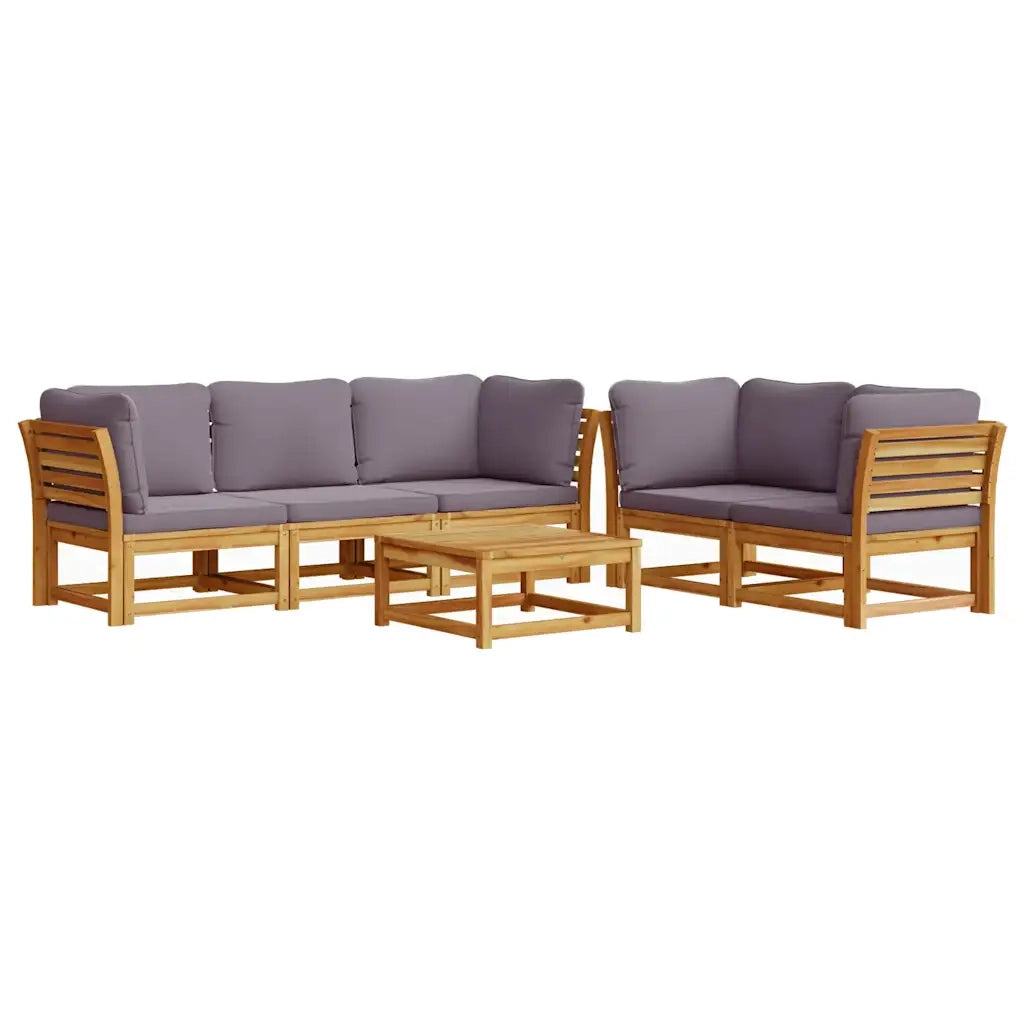 Set Salotto da Giardino 6 pz con Cuscini in Massello di Acacia